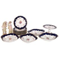 Victorian porcelain dessert service by Bishop & Stonier, including pedestal comport, and a pair of