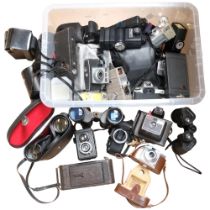 A quantity of Vintage cameras, binoculars and other items, including such brand names as Ensign,