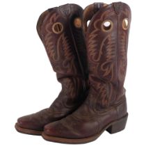 A pair of leather cowboy boots with embroidered detail, size 10W, H44cm