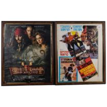 2 framed film posters for Pirates of the Caribbean and El Gringo, 54cm x 45cm