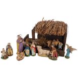 Vintage Nativity set with various figures, tallest 13cm