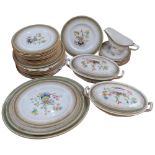 Royal Worcester porcelain dinner service, including 2 vegetable tureens and covers, serving plates