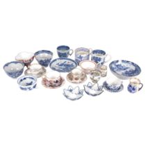 A quantity of various Antique and later miniature tea cups and saucers, mostly English but some