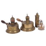 A collection of various oil lamps, to include a small 2-section glass model, 1 by Hirondelle France,
