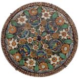 A Thoune painted pottery wall plaque, 34cm