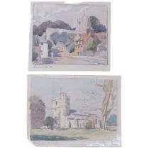 A folder of various watercolours and drawings, church and building studies