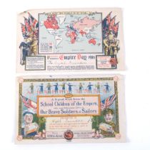 A 1916 Empire Day wish card, named to Cyril Saunders, and a 1916 Christmas wish card from the school