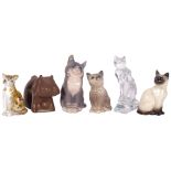 Royal Copenhagen cat, 13cm, and 5 others including Doulton and Beswick