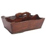 A Victorian 2-section housemaid's tray, L36cm 1 section of the base is split open, visible,