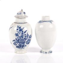 An 18th century blue and white baluster jar and cover, hand painted floral decoration, H16cm, and an