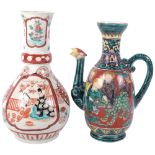 A Chinese white glaze porcelain narrow-neck vase, with painted decoration, height 29cm, and a