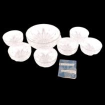 A Whitefriars 7-piece crystal fruit set, serving bowl, 19cm across