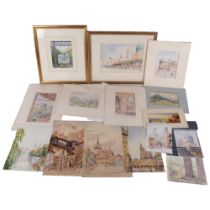 A collection of watercolours by John Codrington, including 2 framed examples
