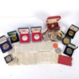 A collection of various commemorative coins, crowns, cartwheel tuppence and other coins