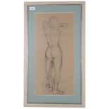 Late 19th/early 20th century charcoal sketch, nude life study, inscribed Helen, 60cm x 28cm,