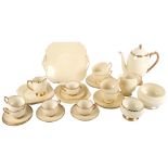 Art Deco Shelley coffee set for 5 people, with scalloped gold rims, coffee pot height 21cm, and
