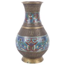 A Chinese bronze and champleve enamel vase, height 30cm