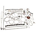 A collection of various silver jewellery, including bangles, pendants and earrings etc, 5.8oz