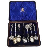 7 various Oriental silver spoons, most having dragon design decoration