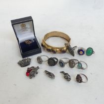 A collection of silver and other rings, to include marcasite and stone set, earrings, A Ladybird...