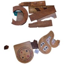 Assorted wooden cribbage boards, etc