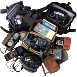 A quantity of Vintage hand-held camcorders, cameras and other associated equipment, including a