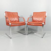 RUDOLF GLATZEL - a pair of Art Collection armchairs by Walter Knoll, the leather upholstered seat on