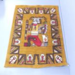 A late 20th century Mayan, Aztec, South American design handmade woollen rug. 198x144cm.