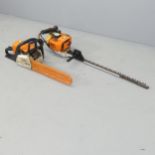 A Stihl HS76 hedge trimmer, and a Stihl d-71336 chainsaw (2).