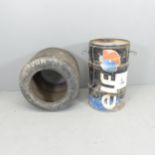 Motor Racing interest - an Avon Formula 3000 slick tyre, Diameter 54cm, and an Elf oil barrel,