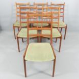 KAI KRISTIANSEN FOR KORUP STOLEFABRIK - A mid-century set of six Danish teak and upholstered