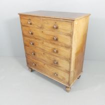 A 19th century mahogany chest of two short and four long drawer, raised on turned feet.