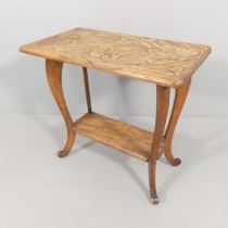 A Japanese Art Nouveau carved wood side table for Liberty & Co. ca. 1900. 76x69x43cm.