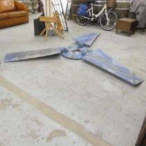 A vintage industrial propeller sculpture. Approximate dimensions 285x290cm.