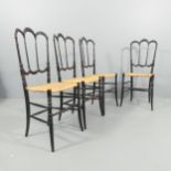A set of four Italian mid-century lightweight Chiavari chairs, model Tre Archi by Fratelli Levaggi.