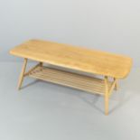 ERCOL - a mid-century Windsor model 459 two-tier coffee table. 104x37x