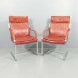 RUDOLF GLATZEL - a pair of Art Collection armchairs by Walter Knoll, the leather upholstered seat on