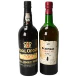 2 bottles of vintage port, 1963 Sandeman and 1967 Royal Oporto