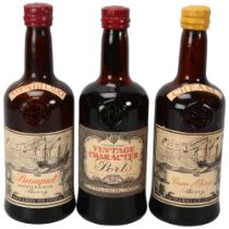 3 vintage bottles of fortified wine, 1 Port, 1 Oloroso Sherry, 1 Amontillado Sherry, importers Smith