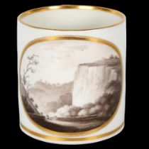 Flight and Barr Worcester porcelain pictorial mug, hand painted panel depicting "on the Heights near