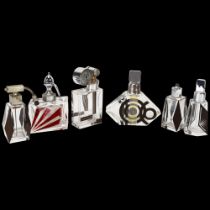 A group of 6 Art Deco glass atomiser perfume bottles, with abstract designs attributed to Karl Palda