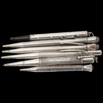6 various Vintage silver propelling pencils