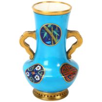 DR CHRISTOPHER DRESSER for MINTON - Aesthetic Movement 2-handled vase, with gilded decoration and