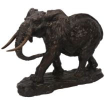 William Timyn (1903 - 1990), patinated bronze bull elephant, signed on the base, numbered 4/9,