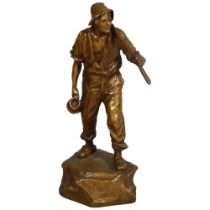 Paul Ludwig Kowalzewski, Poland (1865-1910), a patinated bronze figure of a farm worker, signed to