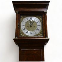 Henry Thornton of London, early 18th century burr-walnut 8-day longcase clock, 12" square brass dial