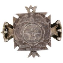 A World War 1 period German silver coin brooch, cut, mounted with spring catch length 32mm