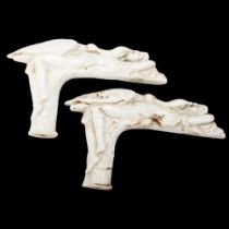 2 French porcelain erotic parasol/cane handles, circa 1920s (2) No damage or restoration