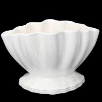 Gerard de Witt for Fulham Pottery, oval white glaze fluted pottery vase, length 27cm Good condition,
