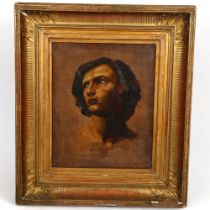 A 19th century oil on canvas, head portrait of a man, unsigned, image 51cm x 41cm, framed, overall